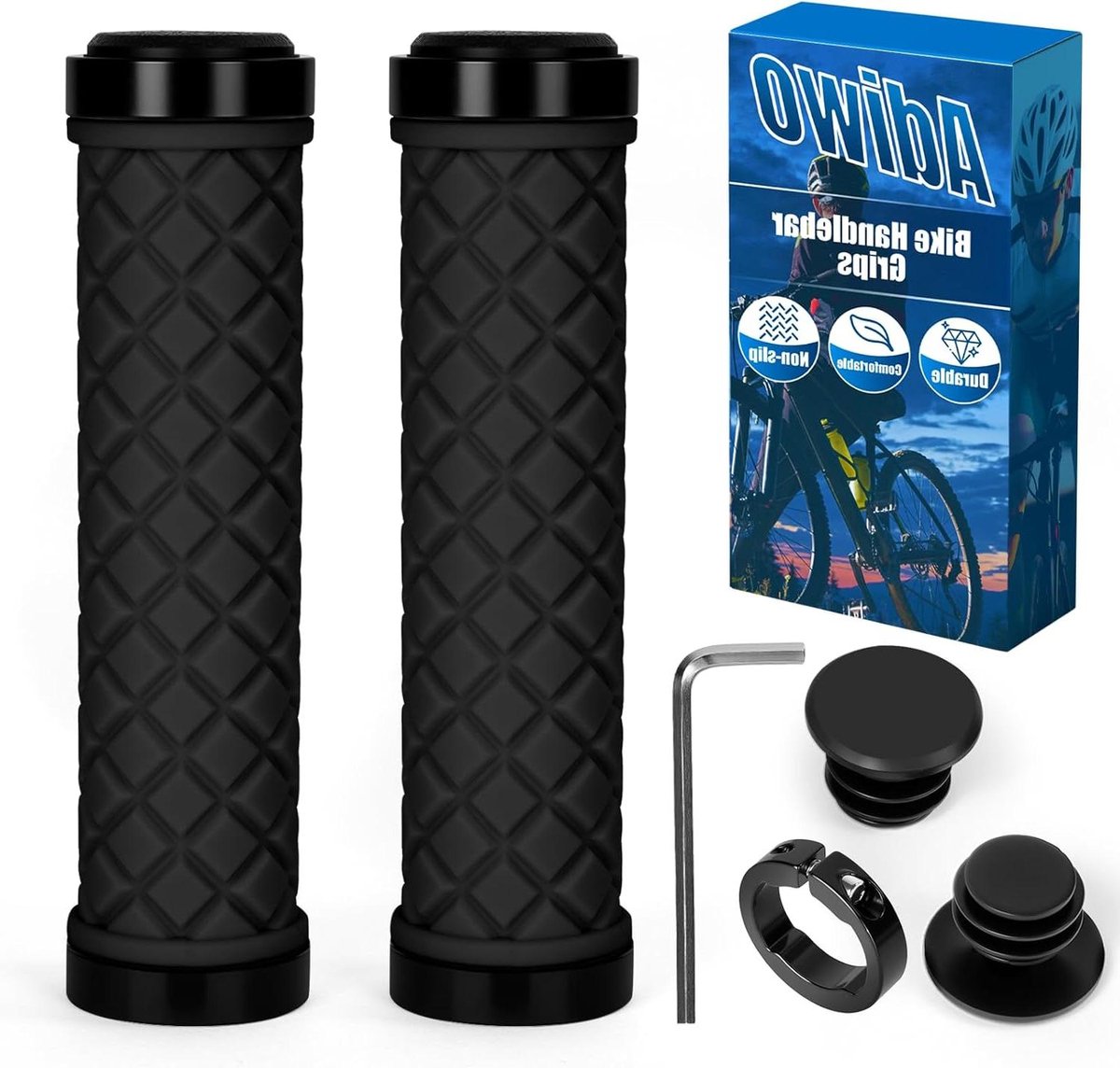 Fietshandgrepen - Stuurgrepen Ergonomisch - Comfortabel Fietsen - Antislip TPE Rubber - Universeel 222 mm - Zwart