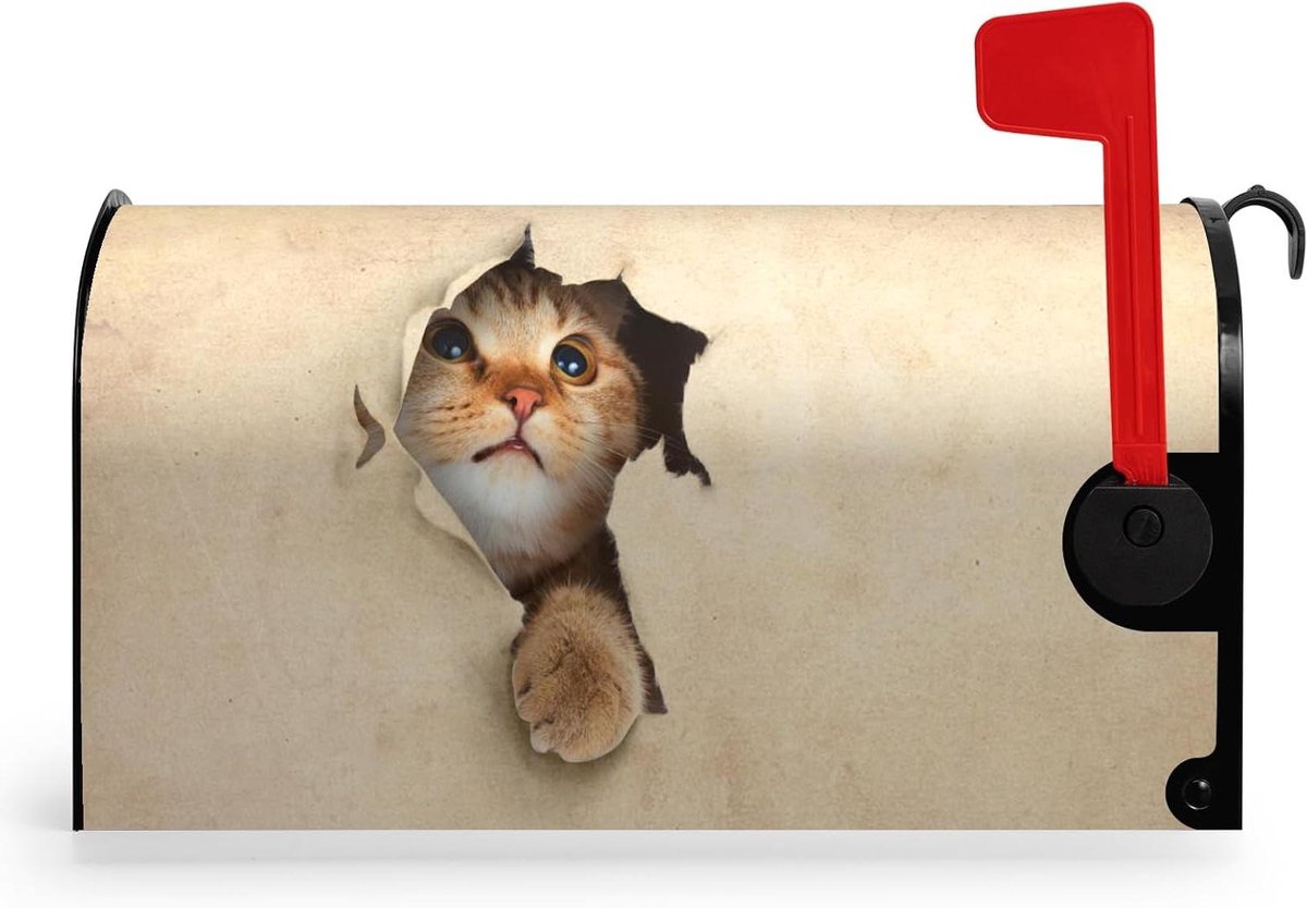 Brievenbushoes Kat - Brievenbusdecoratie Katten - Brievenbus Versieren - Magnetisch Oxford Materiaal - 51 x 61 cm - Meerkleurig