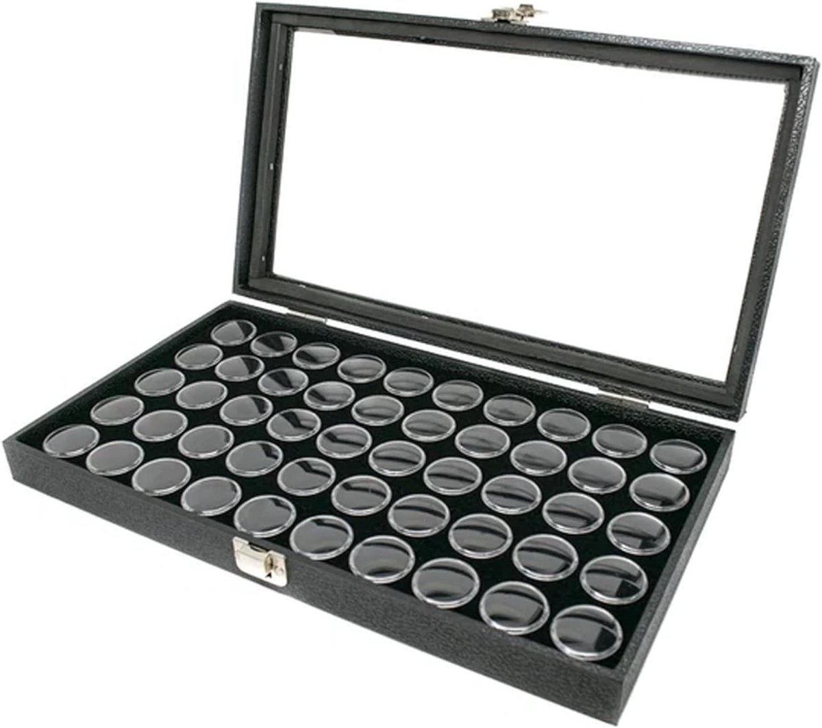 Sieraden Display Box - Schatkistje Juwelen - Sieraden Presenteren - Met 50 Potjes - 37.5cm x 21cm - Zwart