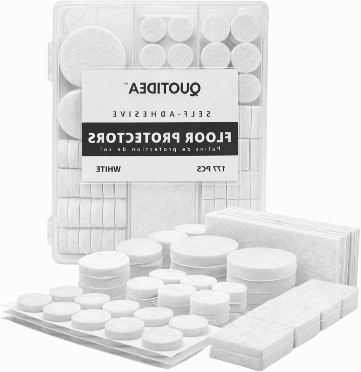 Vloerbeschermpads Vilt - Meubelvilt Glijders - Vloeren Beschermen - Zelfklevend Assortiment - 177 Stuks - Wit