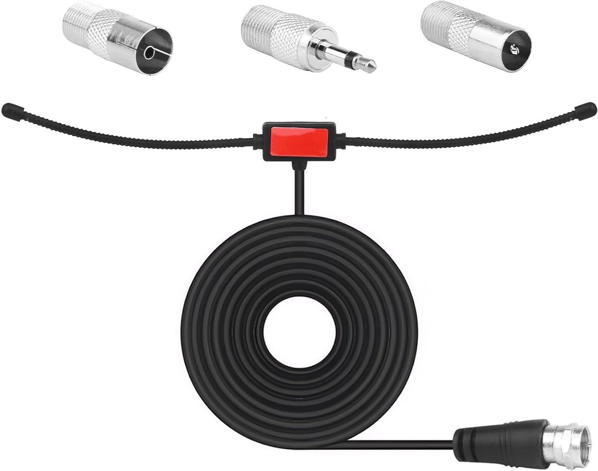 FM DAB Radio Antenne - Dipoolantenne Radio - Verbeteren Radio Ontvangst - Hoge Compatibiliteit - 3 meter kabel - Zwart