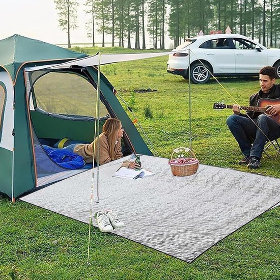 Isolatiemat Aluminiumfolie - Tentmat Slaapmat - Kamperen Buiten - Dubbelzijdig Reflecterend - 200 x 200 cm - Zilver — afbeelding 5