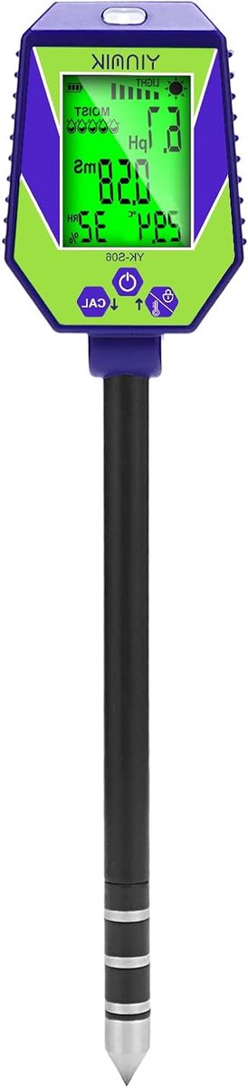 Bodemmeter 6-in-1 - Plantenmeter pH EC - Tuinonderhoud Thuis - Meerdere Metingen Tegelijk - 313 x 105 cm - Zwart