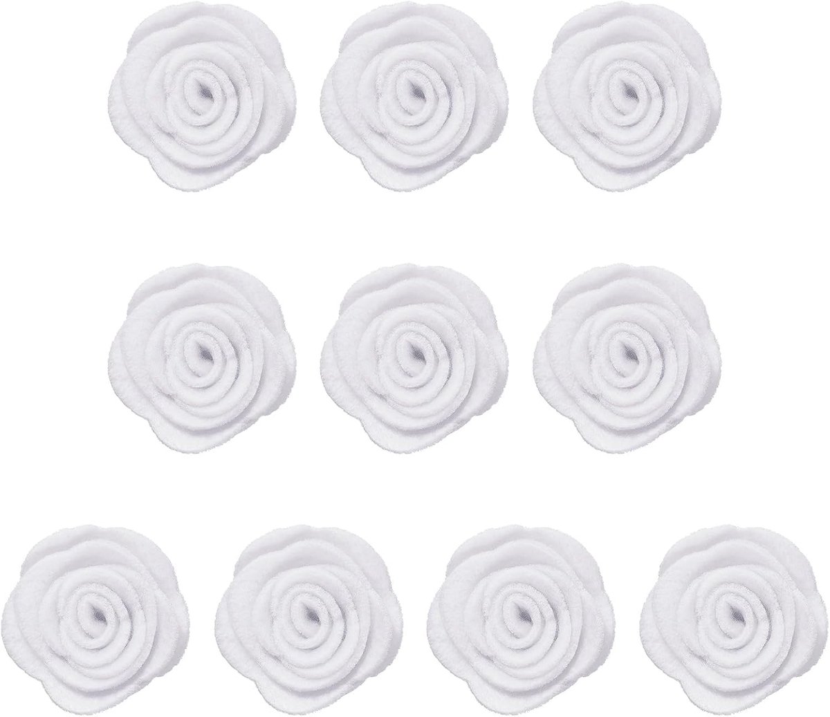 10 stuks vilten bloemen 1,57 applicaties voor het naaien van vliesstoffen, camelia-ornamenten, kunstbloemen voor kleding, doe-het-zelf, bruiloft, feest, scrapbook, wit