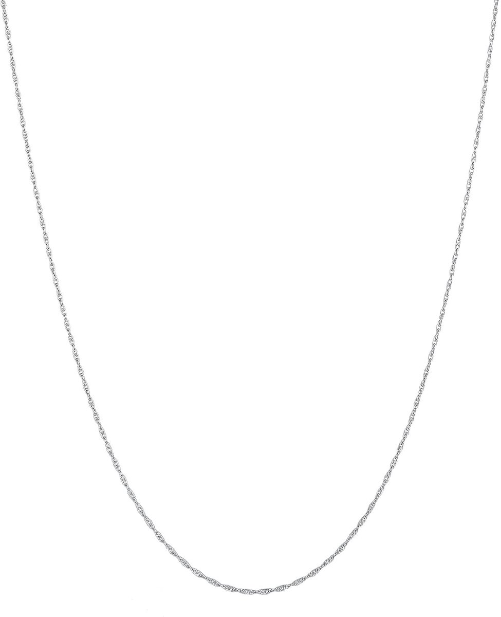 Exclusieve 925 zilveren halsketting voor heren, 1 mm, basic ketting zonder hanger voor man en vrouw, schakelketting gedraaide look, lengte 55 + 5 cm
