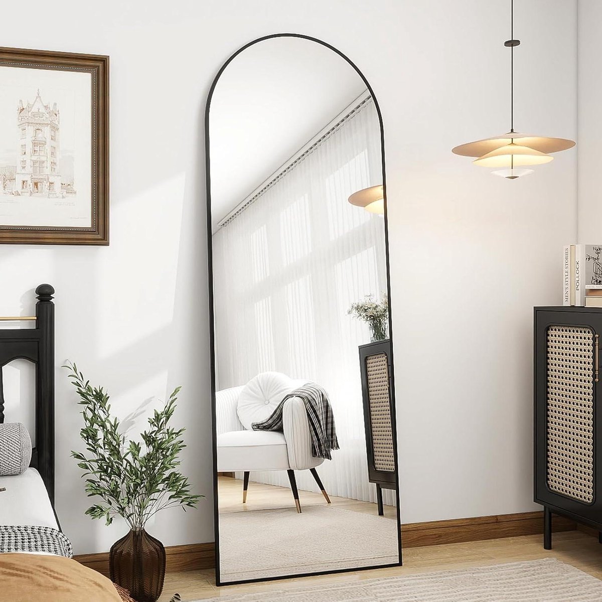 Vloerspiegel Volledige Lengte met Aluminium Frame - Staand of Hangend