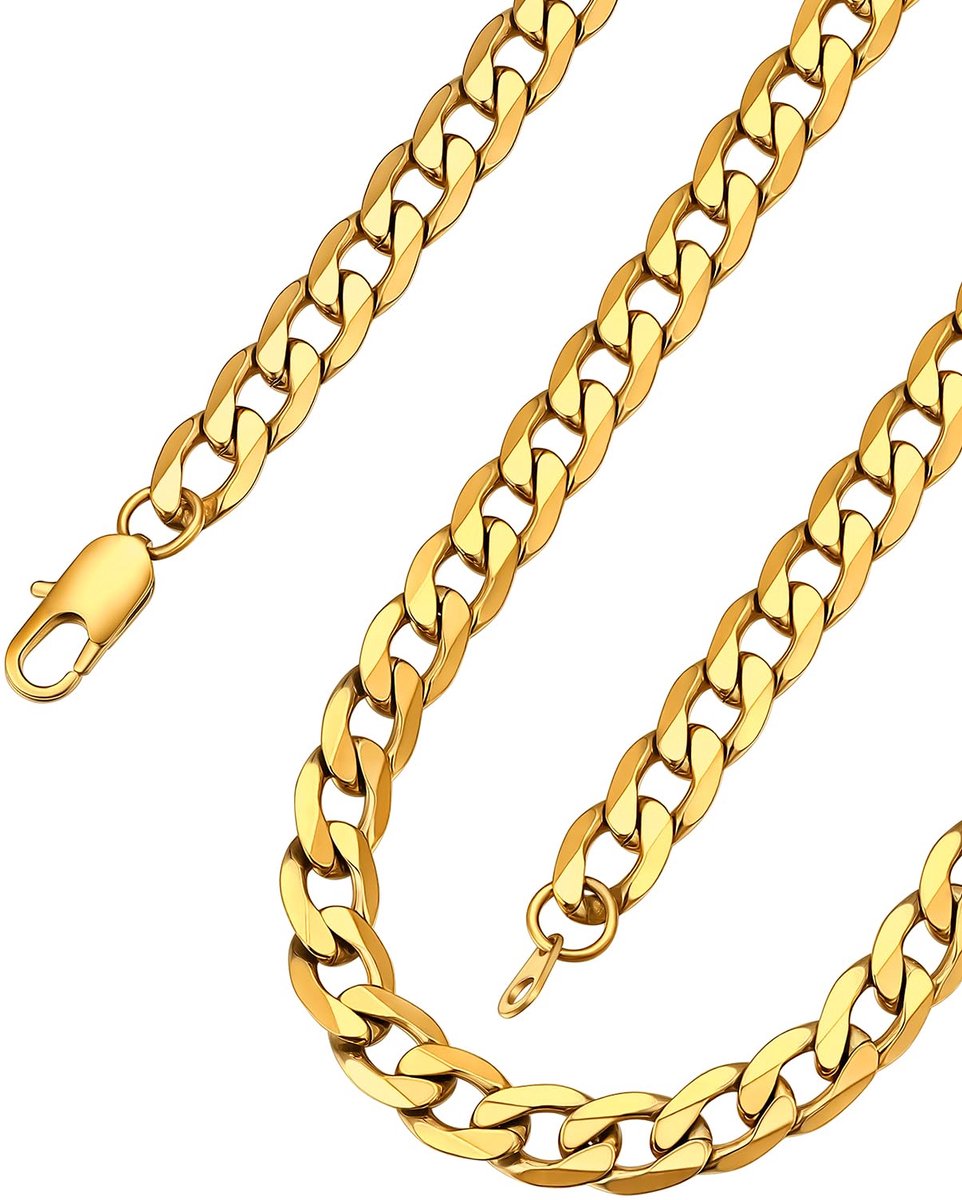 Ketting van roestvrij staal voor heren, Cubaanse ketting van Miami, 4/6/9/13 mm, zilver/zwart/goud (46-76 cm), halsketting, grote hiphop, rapper, rock, ketting, jongens, geschenkdoos