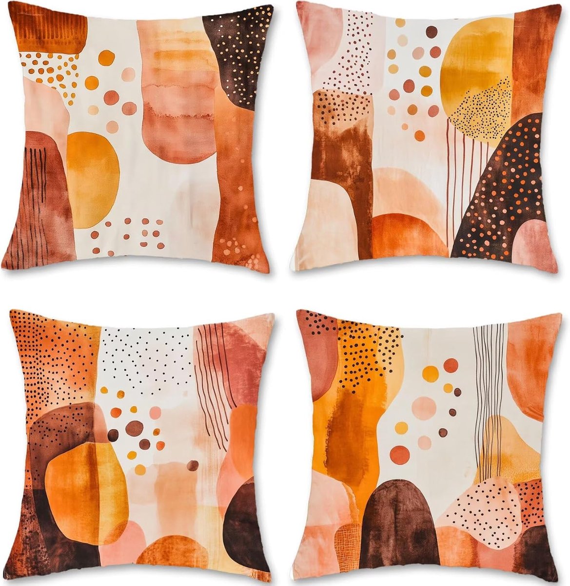 Kussensloop, 50 x 50 cm, 4 stuks, buitenkussen, Noord-Europa, fluweel, abstract, decoratief, zacht en ademend, voor thuis, Halloween, decoratie S1-315