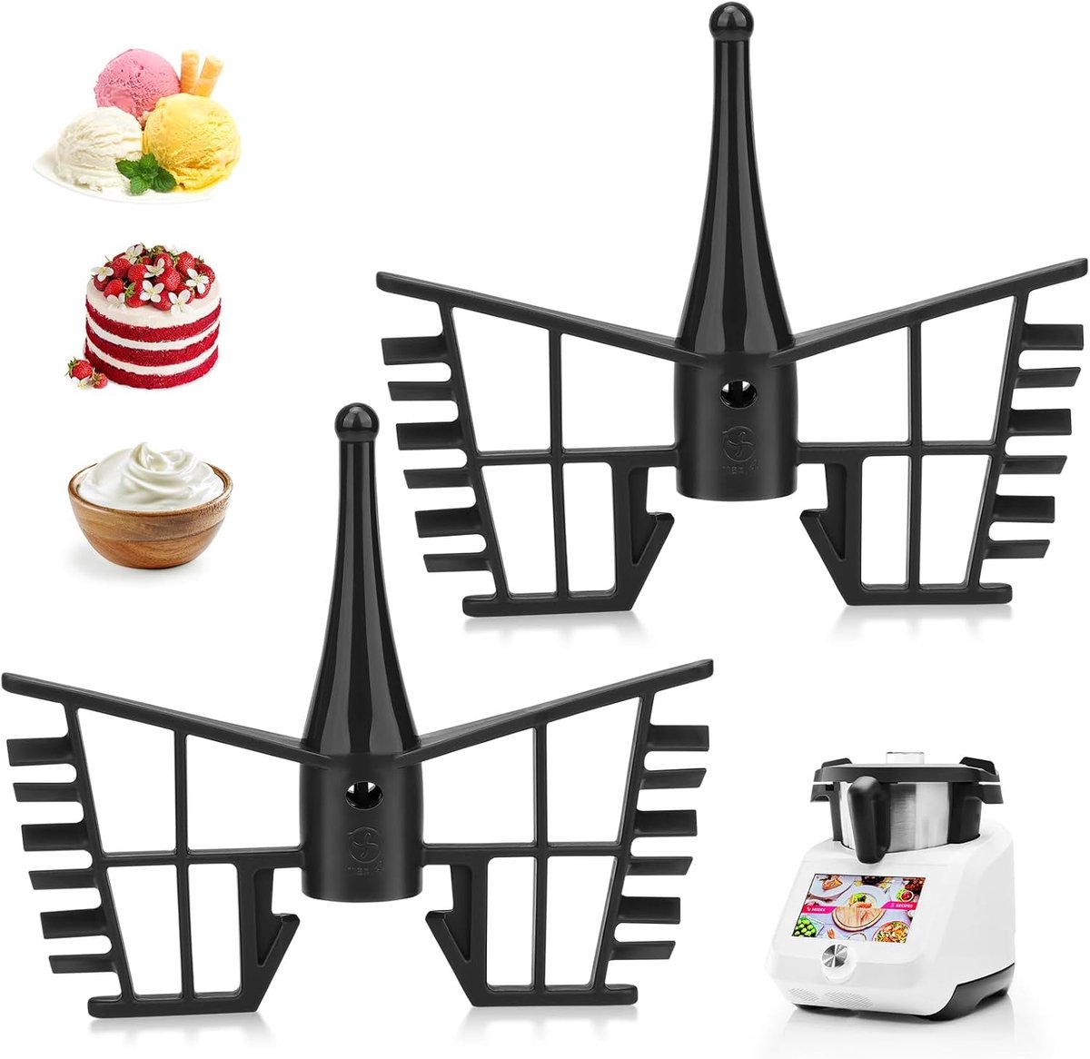 2 stuks garde met vlinder roeropzetstuk voor Monsieur Cuisine Connect en Smart Monsieur Cuisine accessoires vlinderroerder keukenmachine reserveonderdelen voor het kloppen van room en eiwitten