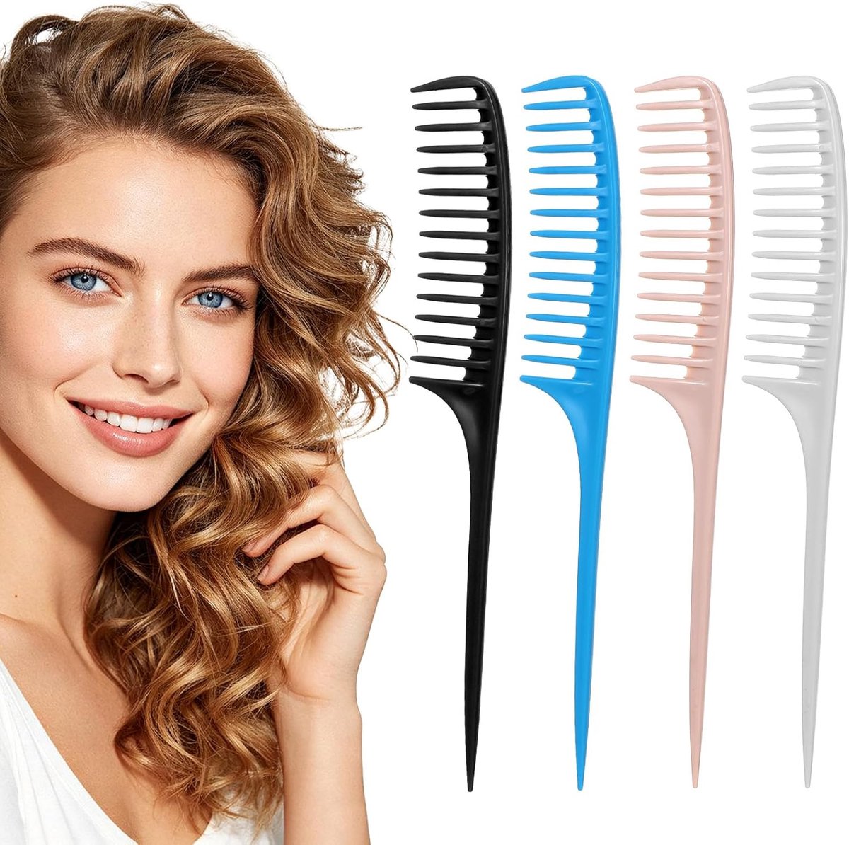 Set van 4 haarkammen - Haarkam - Haarkam - Onbreekbare en antistatische haarkam - Voor mannen en vrouwen
