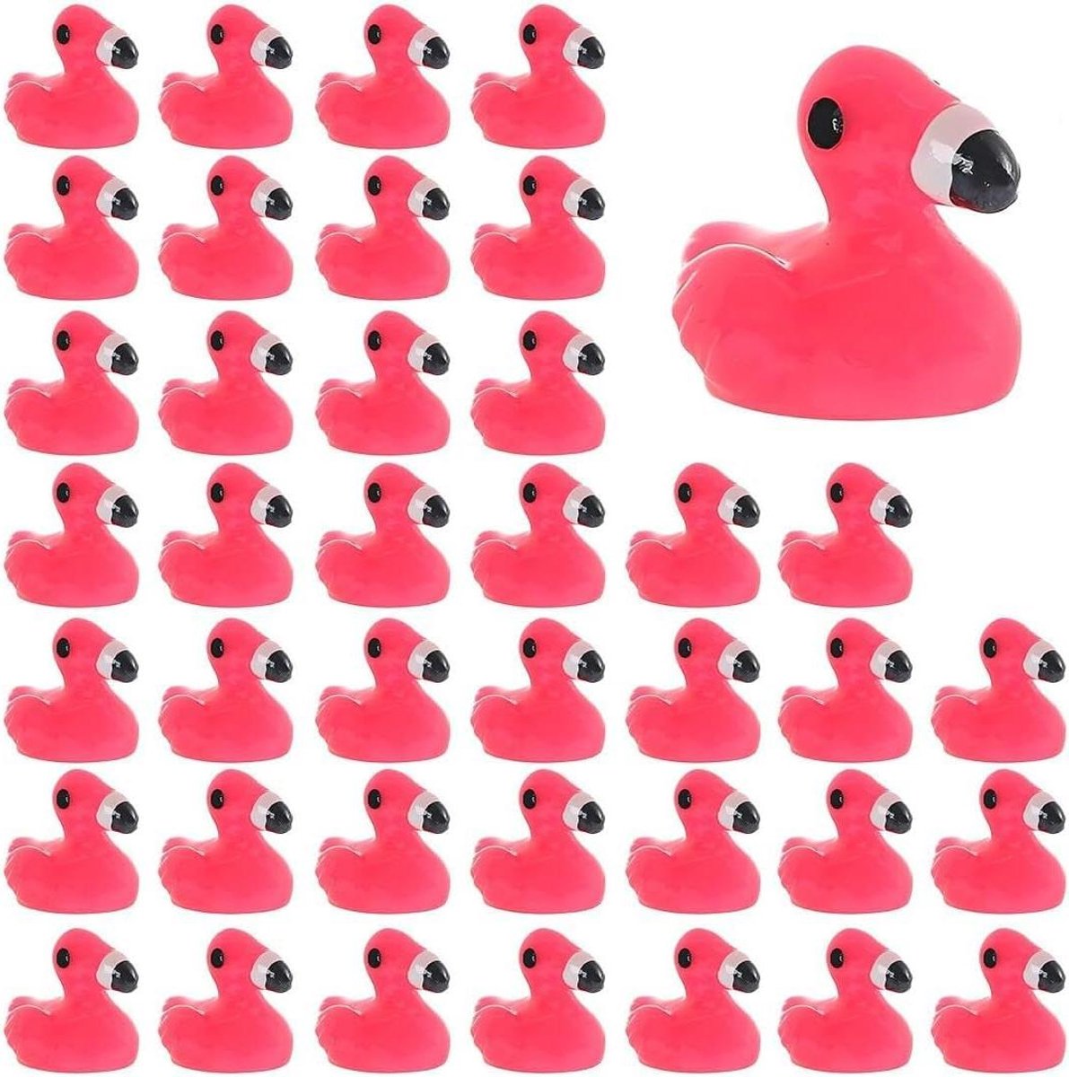 Mini Eenden Flamingo - Hars Figuren - Decoratie Tuin - Realistische Details - 40 Stuks - Roze