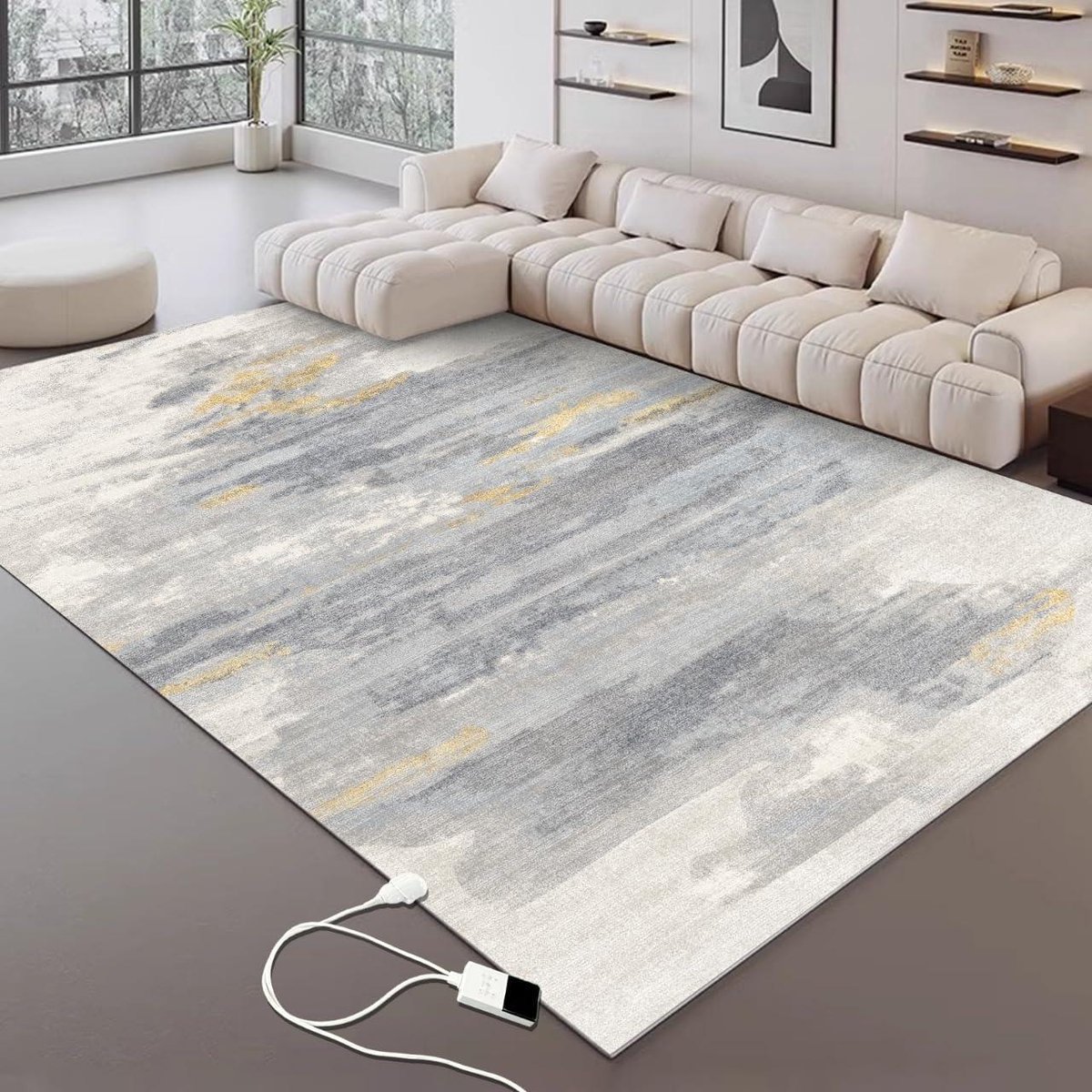 Verwarmd Vloerkleed - Elektrisch Tapijt - Ruimte Verwarming - Snelle Gelijkmatige Warmte - 160x240cm - Grijs