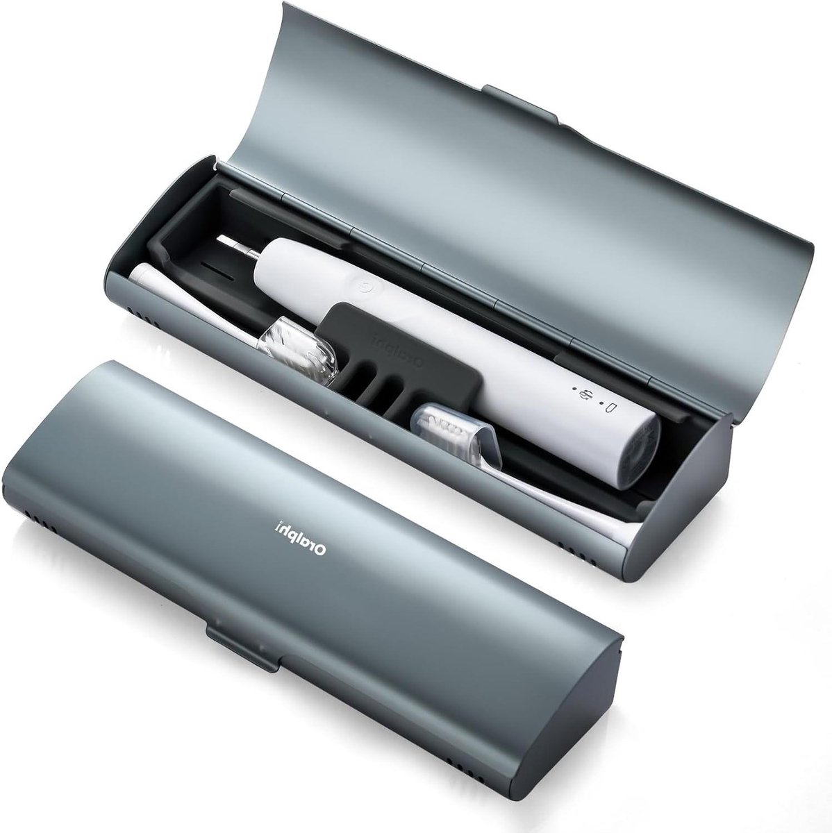 Tandenborstel Koffer - Reis Etui - Veilige Opslag - Aluminium Materiaal - 21 cm Lengte - Grijs