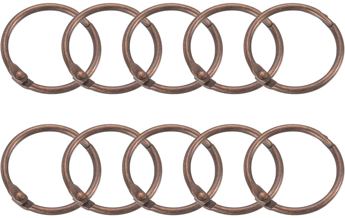 Douchegordijnring, 12 stuks, ronde haken voor douchegordijnen van koolstofstaal, 1 inch ring voor losse bladeren voor douchegordijnstang (koper)