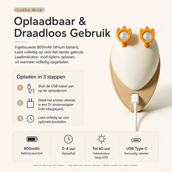 Ryoudavell - LED Nachtlampje Kindvogel - Slimme Automatische Lamp met Sensor voor Slaapkamer en Trap - Draadloze Dimbare LED Lamp en Tafellamp Kind - Oplaadbare Magnetische Sfeerlamp Nachtlamp Babykamer met Bewegingssensor en Timer - Bruin van ryoudavell — afbeelding 3