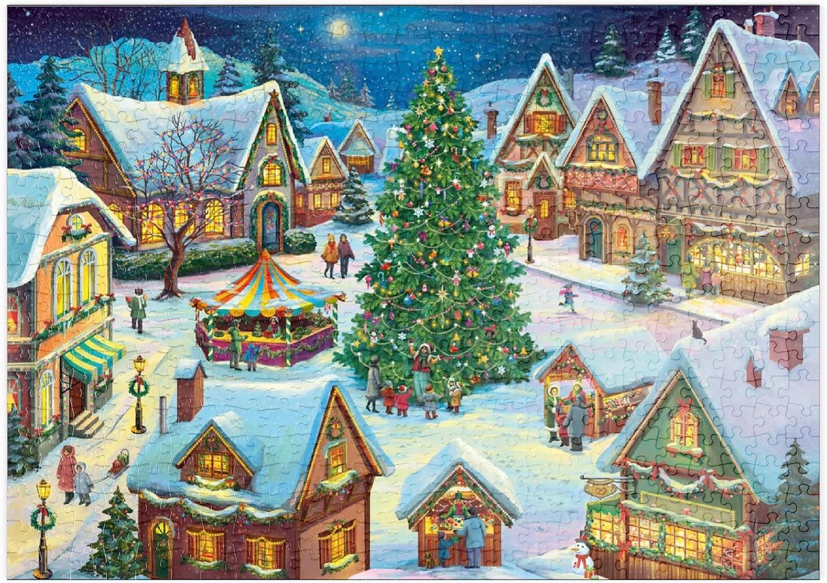 Kerst Puzzel - Winterdorp Legpuzzel - Ontspannen Vrije Tijd - Premium Kwaliteit Karton - 500 Stukjes - Kleurrijk