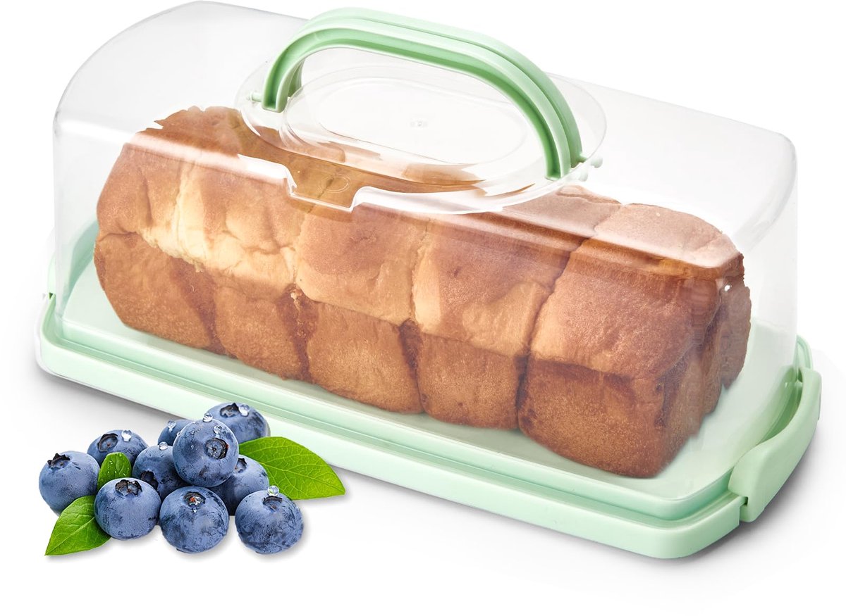 Transportbox Kastenform, Taartcontainer Rechthoekig met deksels en handgreep, Taarttransportbox voor 33 x 13 x 9,5 cm Kastentaart, Taart transportbox Hoekig, Geschenken voor Kerstmis
