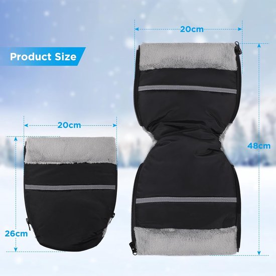 Handmuff Kinderwagen - Wanten Kinderwagen - Babycomfort Buiten - Waterdicht Winddicht - 27.7 x 20.4 cm - Zwart — afbeelding 4
