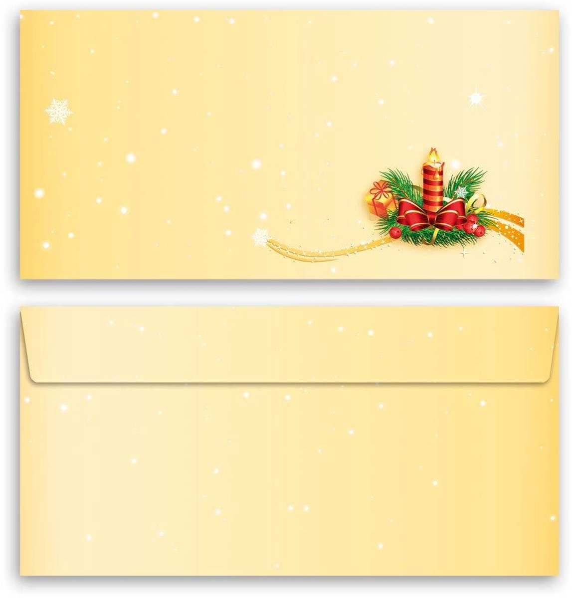 Kerst Enveloppen - Kerstpost Envelop - Kerstkaarten Versturen - Met Venster - DIN Lang 220x110 mm - Kerstmotief