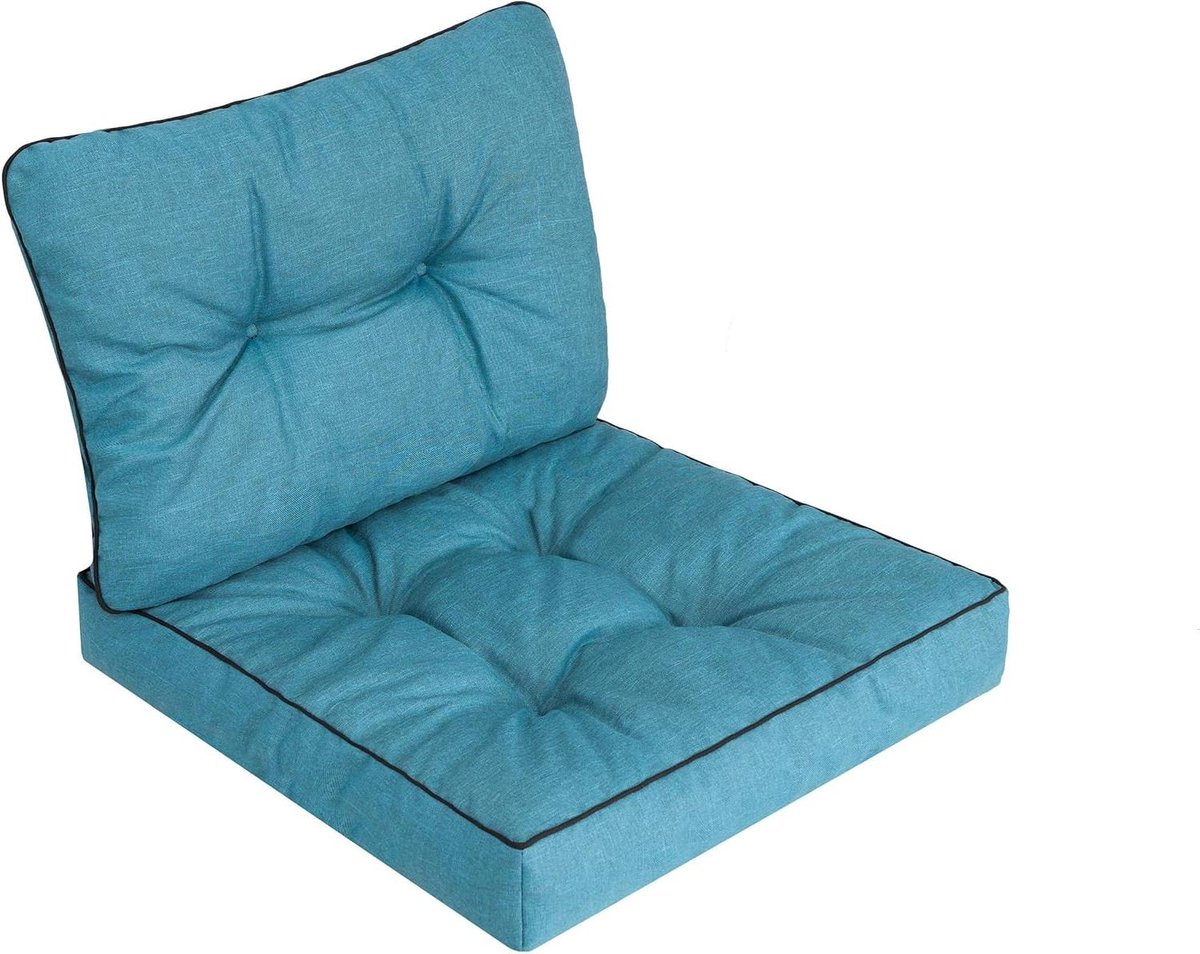 Tuinkussen Rotan - Stoelkussen Buiten - Comfortabel Zitten - Waterafstotend Materiaal - 60 x 60 cm - Blauw