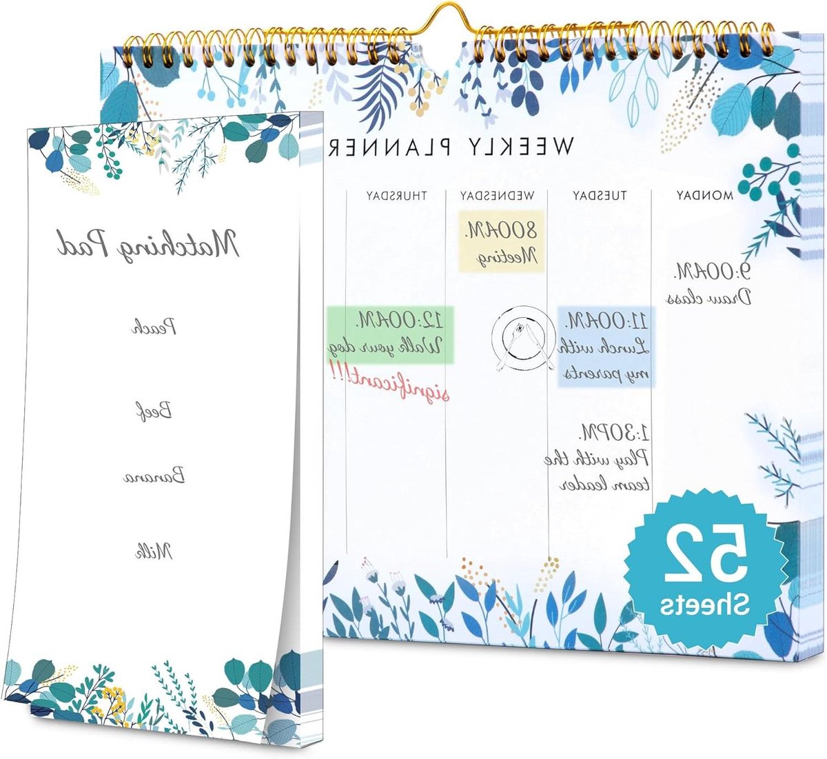 Weekplanner - Agenda Planner - Afspraken Plannen - Grootschalig Formaat - A4 - Blauw