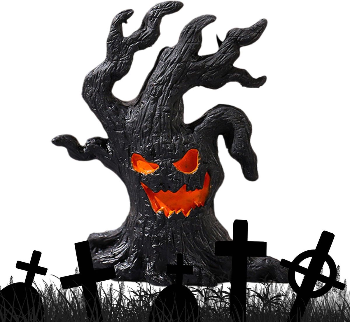 Halloween boomschors decoratie - eng gezicht | spookhuisaccessoires, tuinsculptuur | Ornament voor buiten en binnen voor feestjes en spookdecoraties