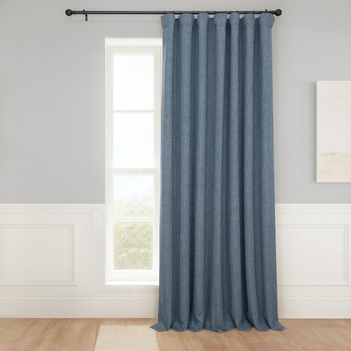 HPD Half Price Drapes Faux linnen getextureerde kamer verduisterende gordijnen voor slaapkamer 274 cm lang (1 paneel), 100 W x 108L extra brede gordijnen voor woonkamer woondecoratie, blauw (Reverie