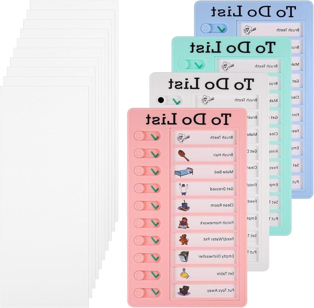 Gedragsplanner - Takenlijst Bord - Goede Gewoontes Ontwikkelen - Afneembaar Ontwerp - 4 Stuks - Lijst To Do