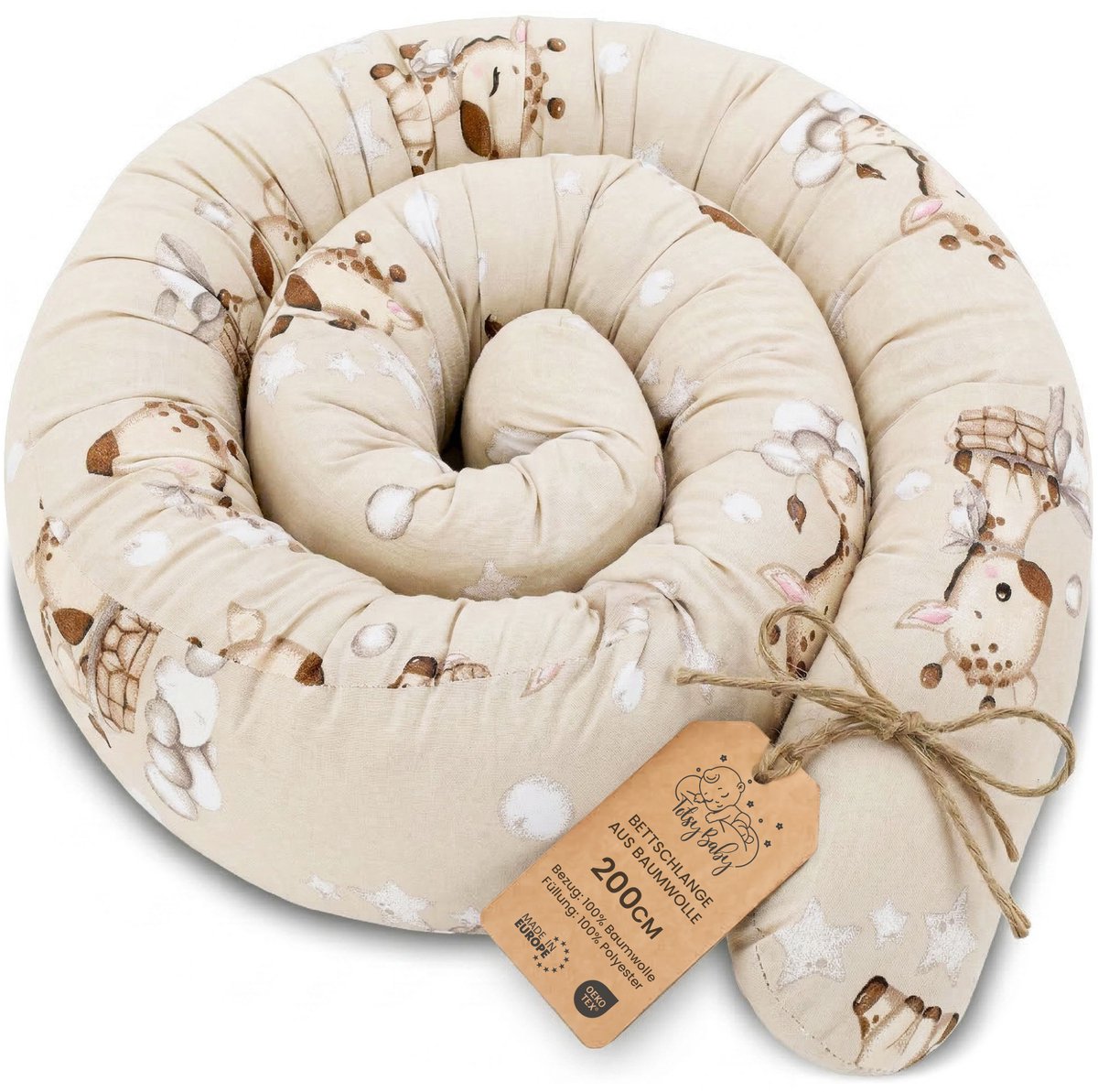 Zijslaper kussen Lichaamskussen 200 cm Katoen - Lang kussen bed rol slaapkussen nek rol Decoratie voor kinderkamer Oeko-Tex Giraffen