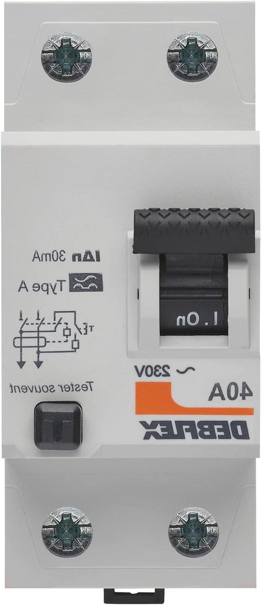 Differentieelschakelaar 2P - Stroomonderbreker Veiligheidsschakelaar - Elektrische Installaties - Lekstroom Detectie 30mA - 2 Modules - Grijs