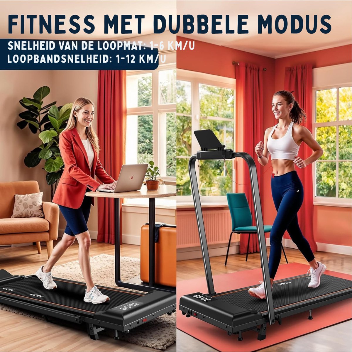 KAD® Loopbanden Voor Thuis - Compacte Hardloopband - Fitnessapparatuur voor Thuisgebruik - Zwart - 112cm x 57cm x 94cm thumbnail 7