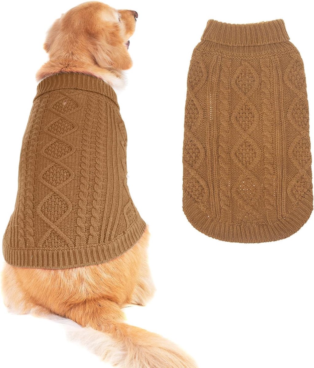 Thermische gebreide hondentrui voor kleine, middelgrote en grote honden, warme winterse honden- en kattenjas, warme swearshirts, outfits, klassieke kabelgebreide coltrui, hondentrui, warme