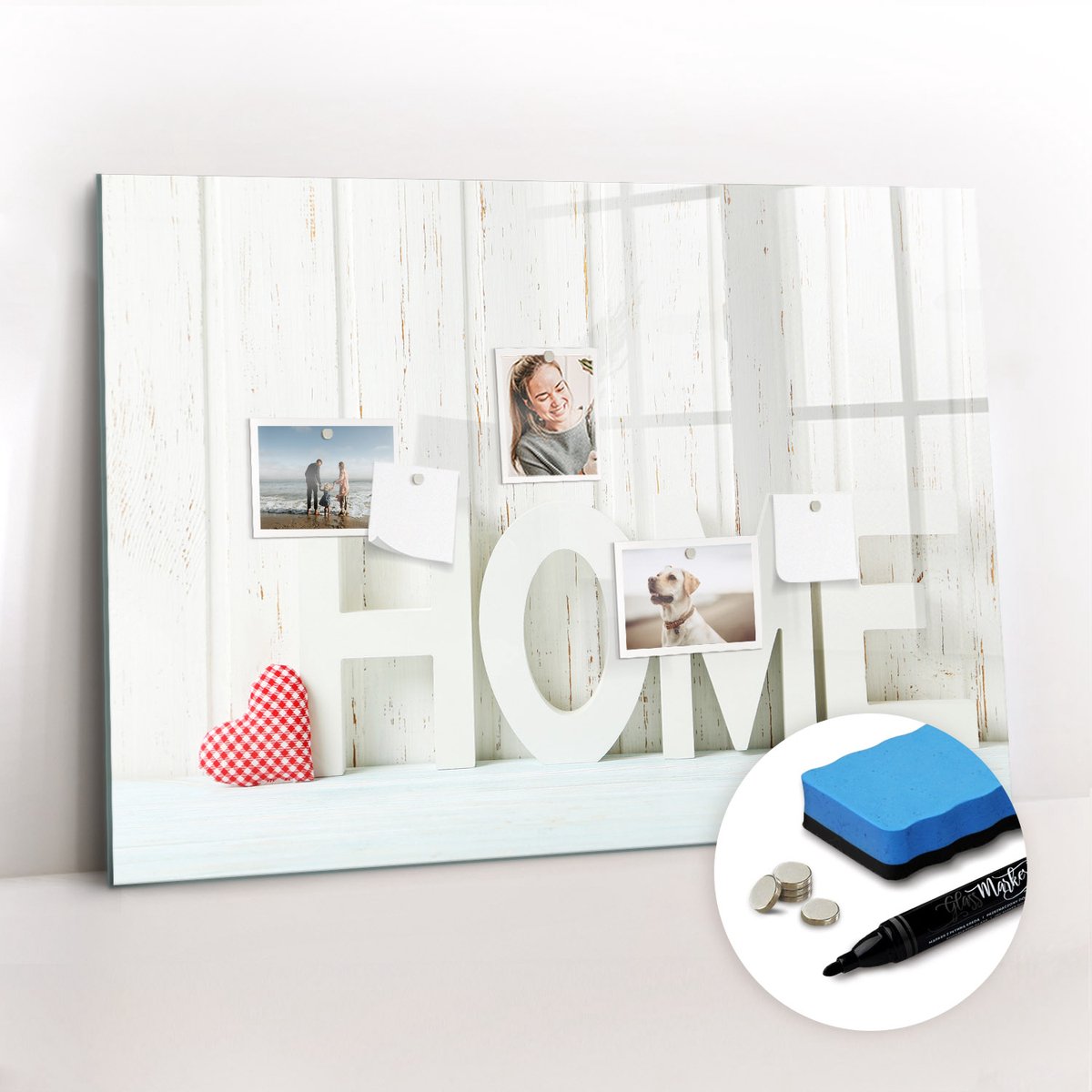 Tulup Whitebord - Decoratief huisnaambord - 100 x 70 cm - Wit Magnet Board - Inclusief Gratis Magneten & Marker & Spons - Design Memobord - Magnetic Board - Inspiratiebord Kantoor