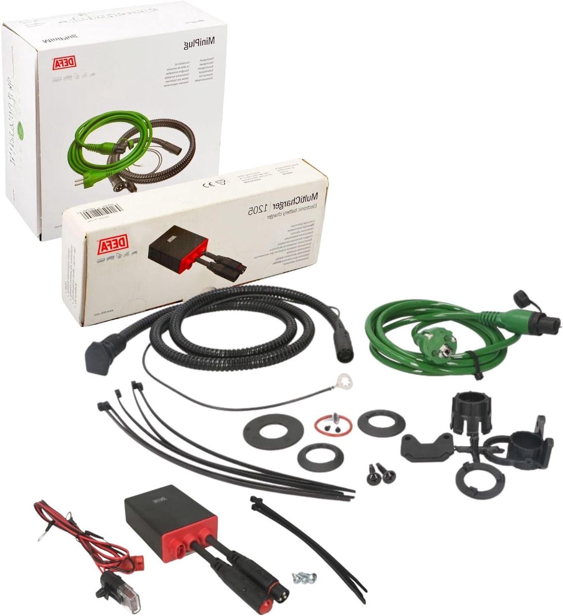 Acculader Set - Druppellader Accu - Voertuig Accu Onderhoud - Vaste Installatie Mogelijk - 12V 5A - Zwart