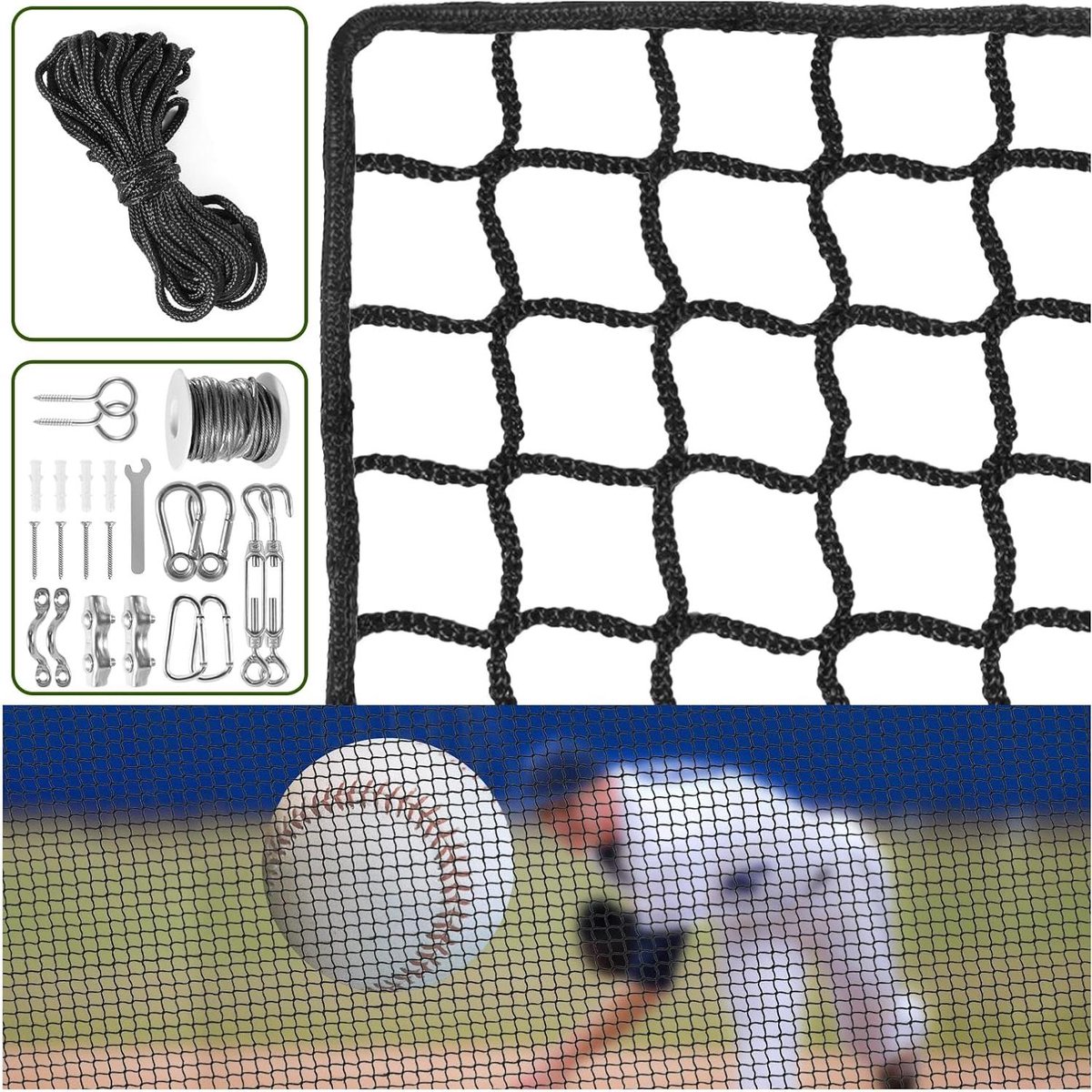 Honkbal Oefennet - Softbal Net - Sport Training - Duurzaam Nylon Materiaal - 10x20 voet - Zwart