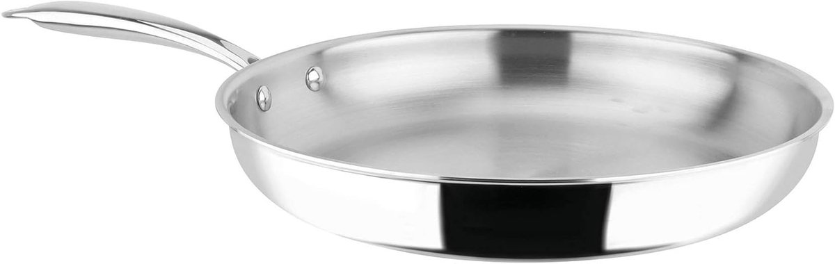 Braadpan RVS - Kookpan Stoofpan - Langzaam Garen - 3-Laags Warmteverdeling - 30 cm - Zilver