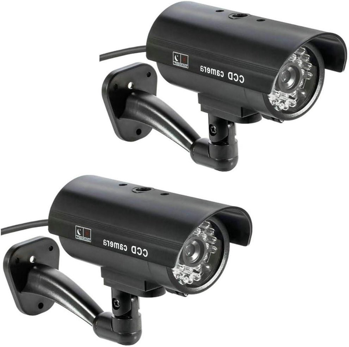 Dummy Camera - Bewakingscamera Nep - Beveiliging Huis - Realistisch Uiterlijk - 2 Stuks - Zwart