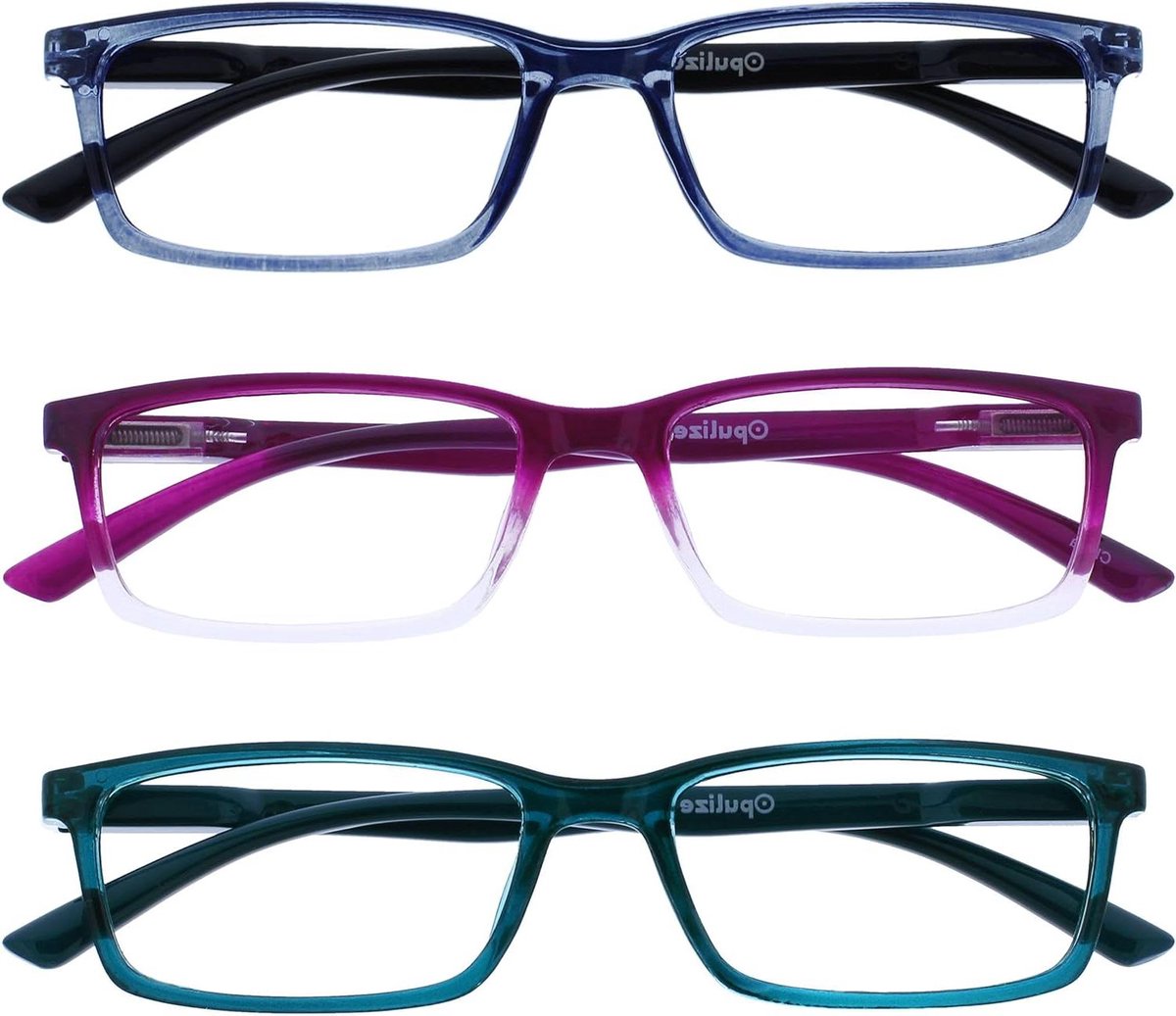 Blauw Licht Blokkerende Bril - Computerbril Anti-glare - Oogvermoeidheid Verminderen - Drie Paar Inclusief - 3 Stuks - Blauw Paars Turquoise
