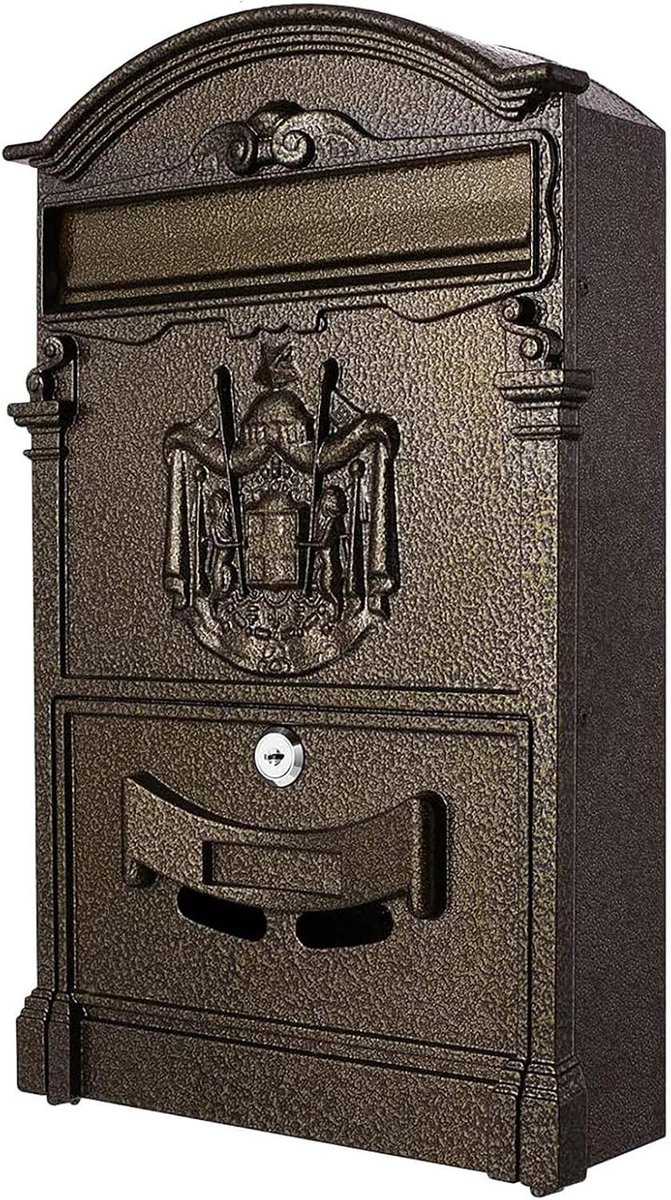 Brievenbus Regius - Postbus Muur - Post Ontvangen - Aluminium Front - 41 x 26 x 9 cm - Brons