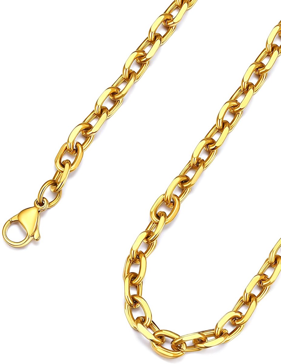 Mannen Vrouwen Ketting Rolo Ketting, 3mm/5mm/7mm/9mm/12mm Breed Roestvrij Staal/Zwart/Vergulde Kabel Link Ketting, 18"-30" Lengte
