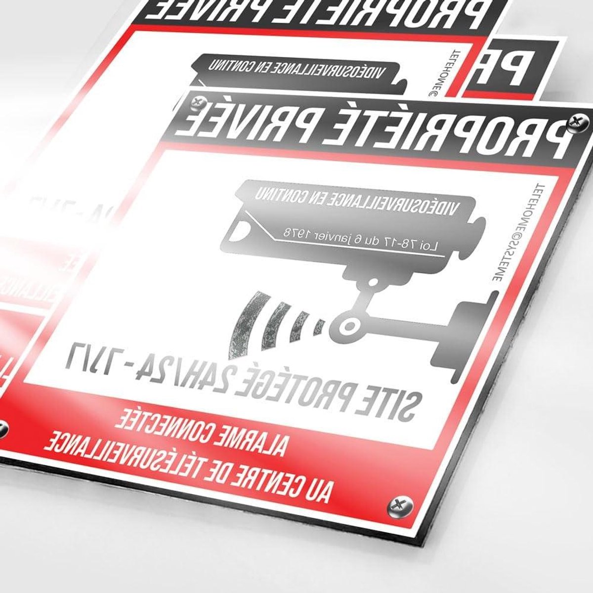 Privé Eigendom Bord - Videobewaking Sticker - Eigendom Beveiligen - UV- en weersbestendig - 90 x 90 mm - Zwart