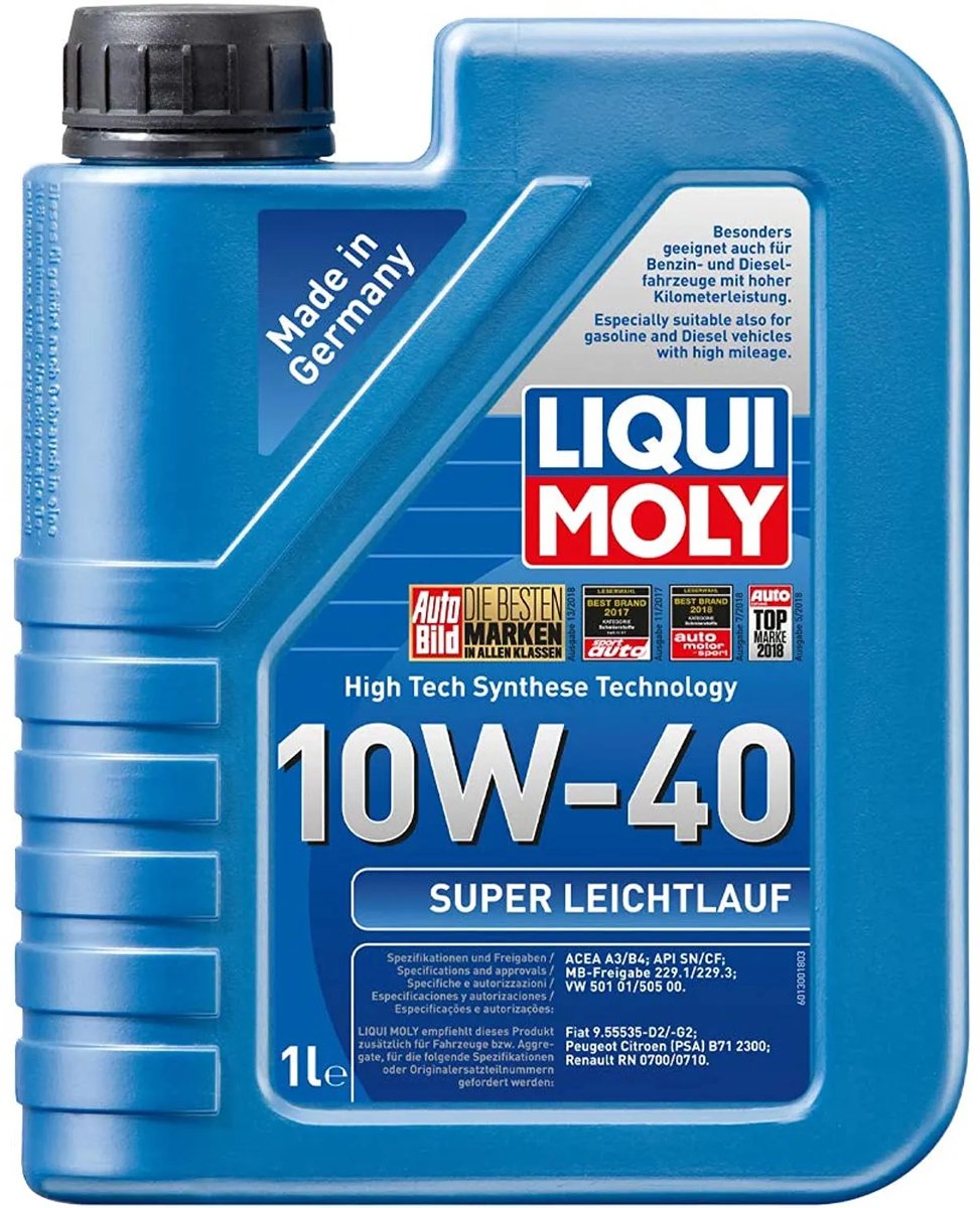 Liqui Moly 10W40 Super Leicht­lauf (1L) 9503 Motorolie A3/B4 MB229.3/229.3 VW50101/50500 RN0700/RN0710