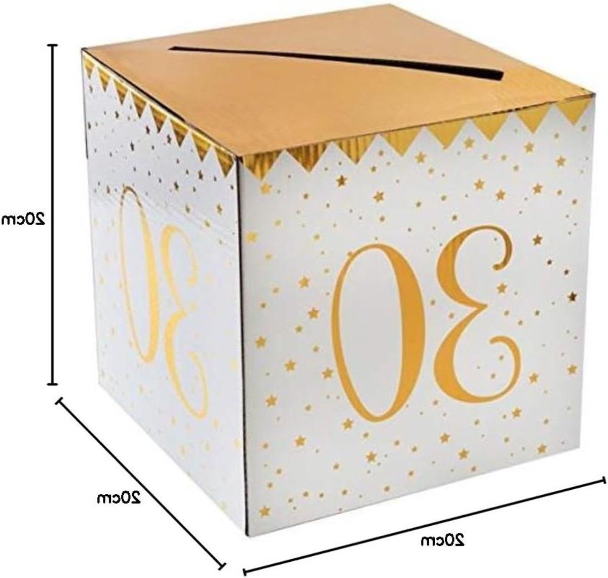 Spaarpot Verjaardag - Geldkistje Jubileum - Geld Bewaren - Met Tekst 30 Jaar - 20x20x20 cm - Wit Goud