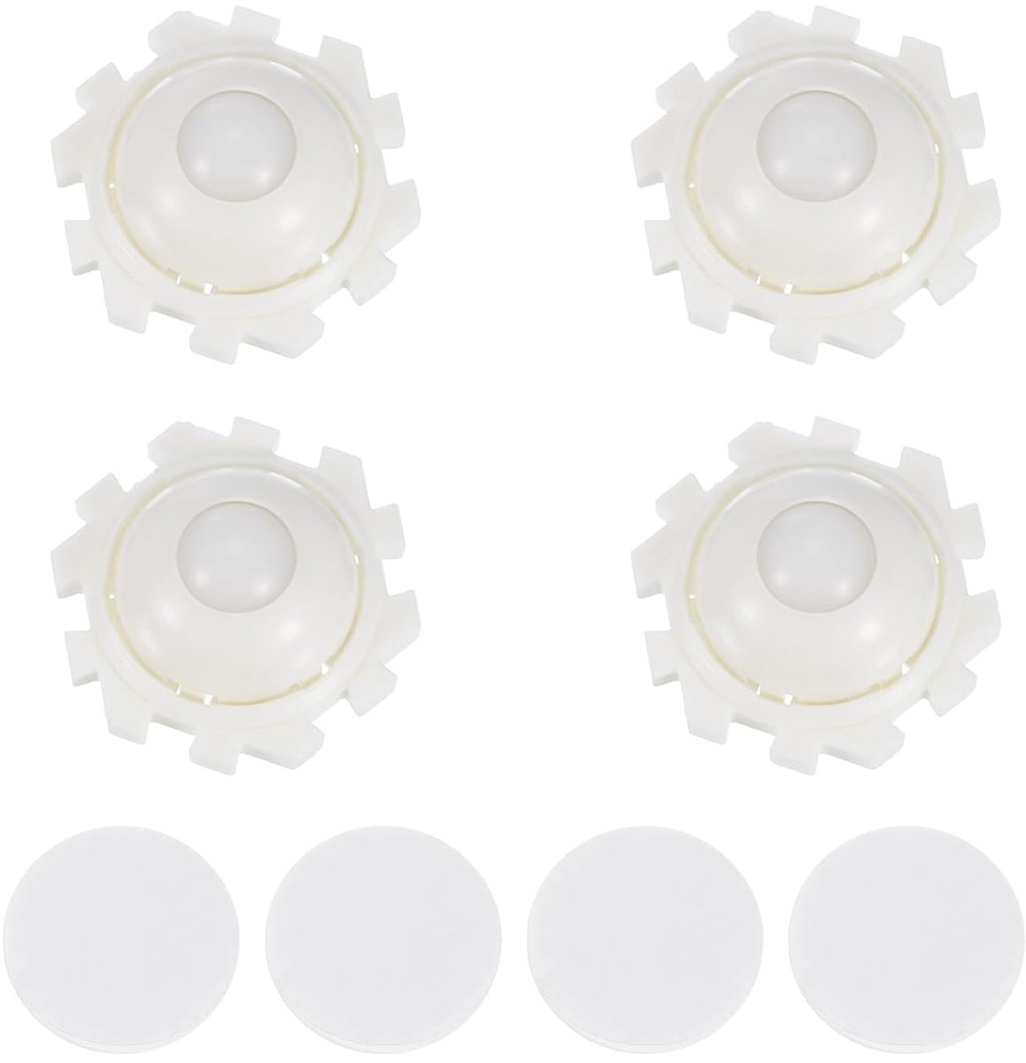 Zwenkwielen, kunststof, 1,02 x 0,47 inch, 360 graden draaibaar, universeel wiel, mini-zwenkwielen, draaibare kleefpulley voor keukenkasttafel, 4 stuks, wit