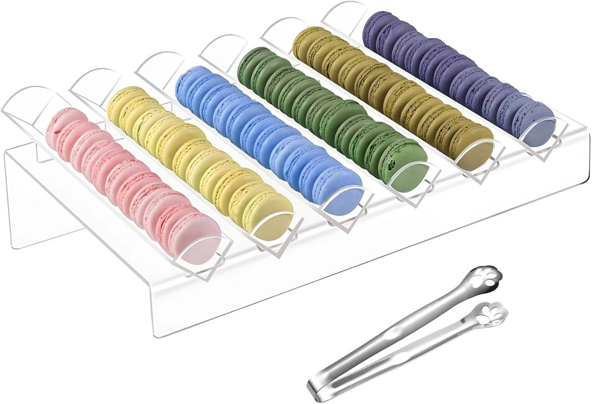 Acryl Presentatieplateau voor Macarons, Doorzichtig Koekjesstandaard, 6 Slots Desserthouder voor Thuisgebruik en Feestjes