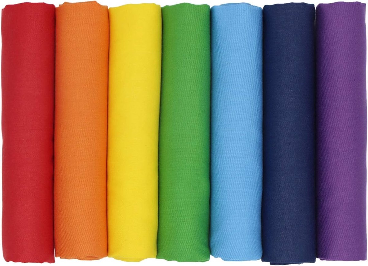 Stof, effen, 45 cm x 50 cm, voorgesneden stofpakketten voor naaien, quilten, knutselen, kunst (regenboog)