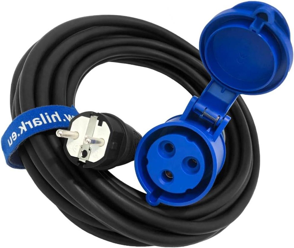 Verlengkabel - Stroomkabel - Camper Caravan - 3-polige Adapter - 30 meter - Blauw