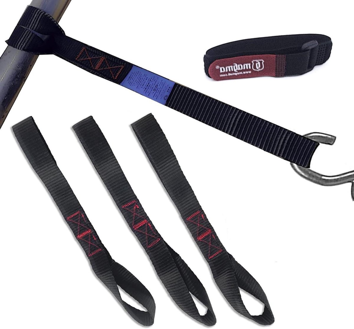 Spanbanden Set - Bevestigingsriemen - Lading Zekeren - Gecertificeerd EN-12195-2 - 30 cm 4 stuks - Zwart