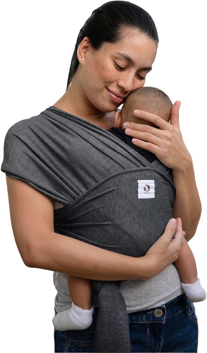 Draagzak Baby - Babydrager Draagdoek - Hechting Bevorderen - Ergonomisch Ontwerp - Tot 15.8 kg - Donkergrijs