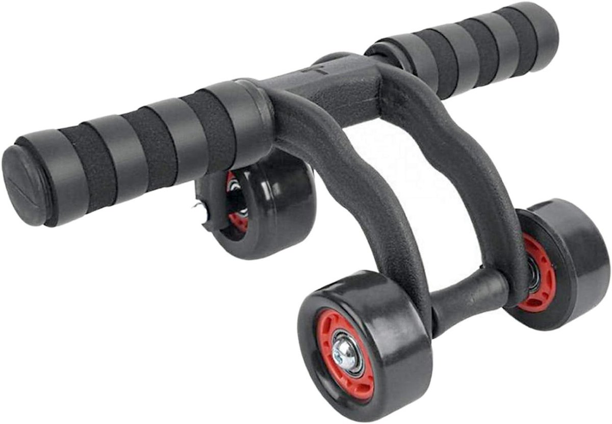 Buikspierwiel - Buikroller Fitness - Krachtige Core Training - Drievoudige Wiel Stabiliteit - 23 x 33 cm - Zwart